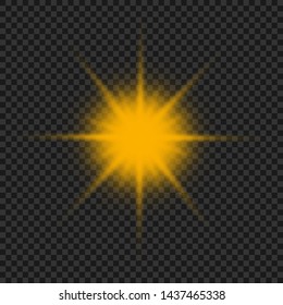 Colorful realistic special effects. The explosions and glowing particles of light. Isolated on a transparent background. Vector illustration.