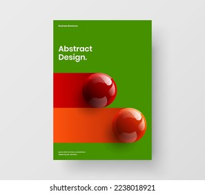 Colorful realistic spheres pamphlet layout. Original company identity vector design template.