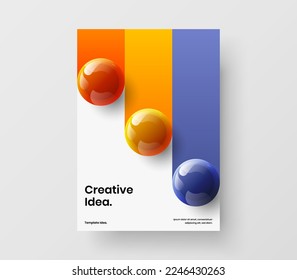 Colorful realistic spheres pamphlet layout. Minimalistic poster A4 vector design template.