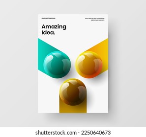 Colorful realistic spheres placard concept. Creative corporate cover design vector template.