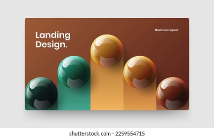 Colorful realistic spheres postcard illustration. Multicolored horizontal cover vector design template.