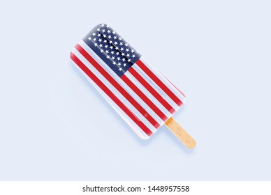 Colorful realistic United States flag ice cream, vector illustration