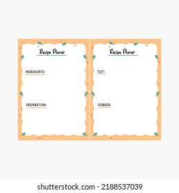 Colorful recipe planner template vector design 