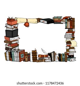 colorful rectangle books frame