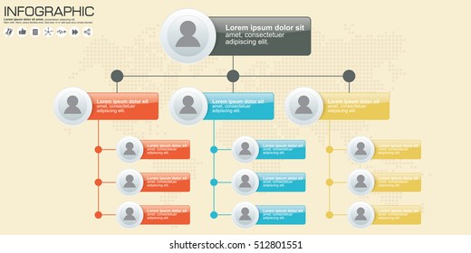 Colorful Rectangle Organization Chart Infographics People Stock Vector ...