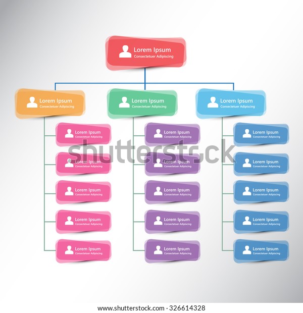 カラフルな四角形の組織図のインフォグラフィック 人のアイコン ビジネス構造のコンセプト ベクターイラスト のベクター画像素材 ロイヤリティフリー
