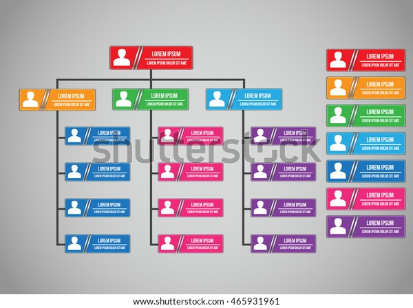 Colorful Rectangle Organization Chart Infographics People Stock Vector ...