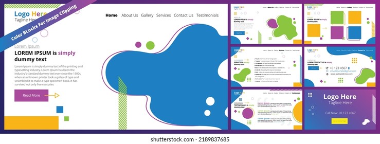 Colorful rectangle shaped social media post banner, presentation template for promotion of products or service. Banner sets vector illustration with color blocks for image clipping.