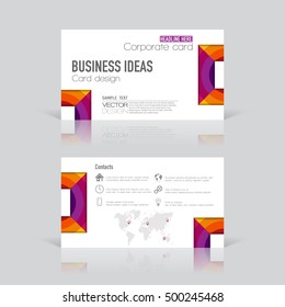 Colorful rectangles with circles, modern creative and clean business card, simple vector design - set template. 