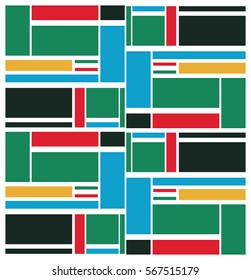 colorful rectangles; Mondrian style
