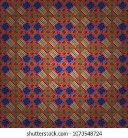Colorful rectangles seamless pattern. Orange, blue and green background.