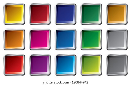 Colorful rectangular buttons in the Ã¢Â?Â?onÃ¢Â?Â� position, on a white background.