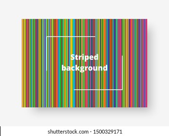 Colorful rectangular cover with bright multi-colored stripes. Vector illustration
