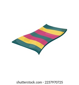 Colorful rectangular curvy mat cartoon vector illustration. Floor carpet or rug of rectangular shape on white background. Interior, decoration concept