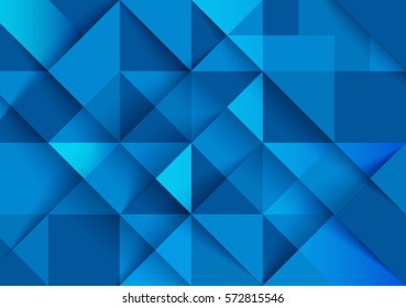 Colorful rectangular geometric blue background pattern of squares, triangles with shadows for book covers, banners, posters, magazines and websites. Vector illustration of a modern flat style.