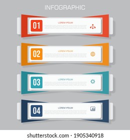 Colorful  rectangular infographics elements, model with 4 successive steps, Modern design template.