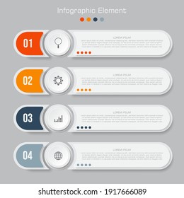 Colorful  rectangular infographics elements, model with 4 successive steps, Modern design template.