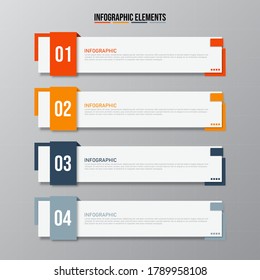 Colorful  rectangular infographics elements, Thin line pictograms, pointers and text box,Concept of business model with 5 successive steps, Modern design template, Steps or processes.
