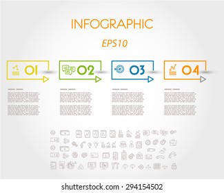 colorful rectangular linear infographic with four steps. infographic concept.