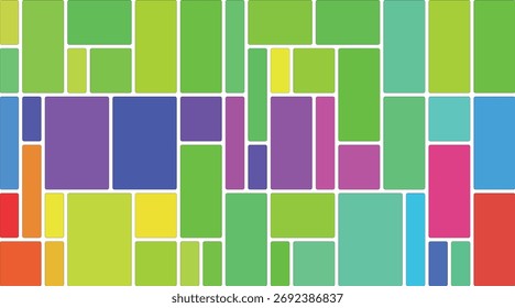 Colorful Rectangular Mosaic Pattern Background Image with Rounded Corners and White Border Perfect for Modern Designs and Creative Projects