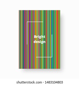Colorful rectangular pattern with a geometric pattern for the design of holiday cards. Vector illustration with blue, green, yellow, orange, pink lines.
