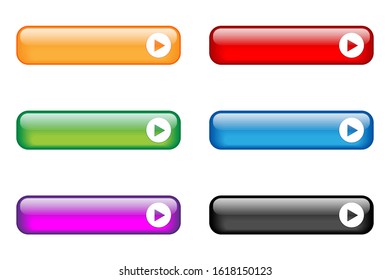 Colorful rectangular web buttons set with arrow