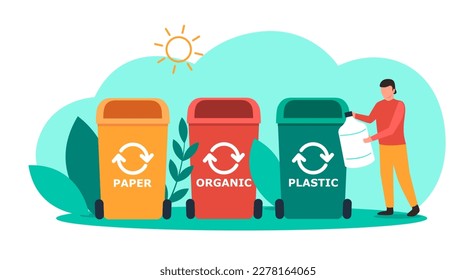 Colorful recycle bins concept icon