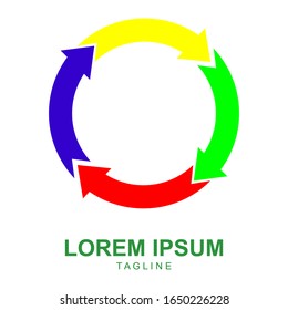 A colorful recycle icon page symbol for your website's recycled design logo icon with a white background.
