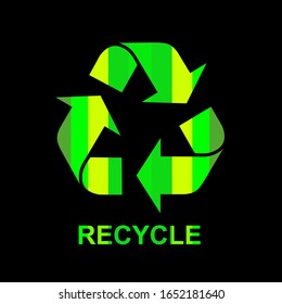 Colorful Recycled Icons on a black background. Vector illustration.