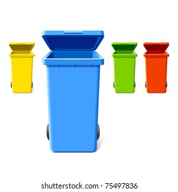 Colorful recycling bins. Vector.