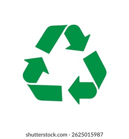 A colorful recycling symbol consisting of green arrows forming a triangle, representing sustainability and eco-friendliness. Vector illustration