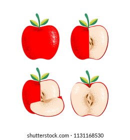 Colorful Red apple with grain shadow texture vector. Can use for healthy fruit, wallpaper cafe, restaurant, and fruits market.