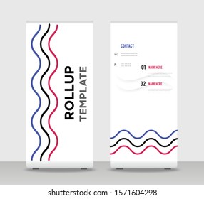 Colorful red black Abstract Shapes Modern Exhibition Advertising Trend Business Roll Up Banner Stand Poster Brochure flat design template creative concept. Colorful Roll Up EPS. Presentation Cover