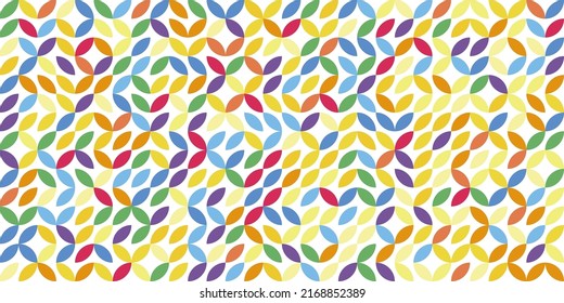 Colorful red blue leaf geometric green yellow pattern. Camouflage tiles with rounded lines. Colorful summer background. Wavy tiles net. Colorful docking scales squama vector illustration.
