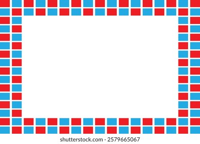 Colorful Red and Blue Square Border Design for Graphic Use.