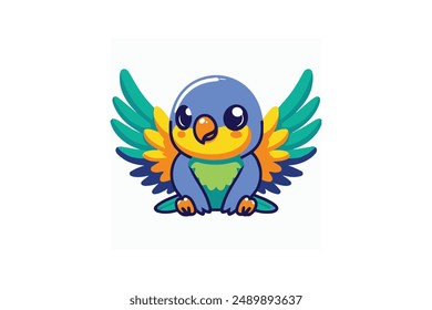 colorful red cartoon parrot playful vector logo