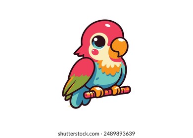 colorful red cartoon parrot playful vector logo