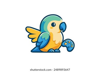 colorful red cartoon parrot playful vector logo