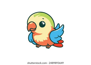 colorful red cartoon parrot playful vector logo