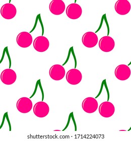Colorful red cherry fruit vector art is in Seamless pattern