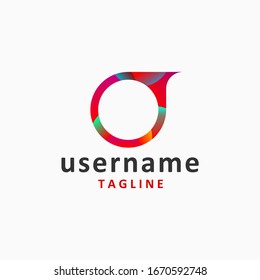 colorful red circle logo design inspiration . social chat logo design template . o a q logo design