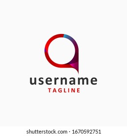 colorful red circle logo design inspiration . social chat logo design template . o a q logo design