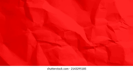 Colorful red crumpled paper texture. Rough grunge old blank. Colored background. Vector illustration