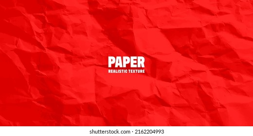 Colorful red crumpled paper texture. Rough grunge old blank. Colored background. Vector illustration