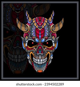 Colorful Red Devil mandala arts.
