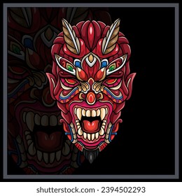 Colorful red devil mandala arts.