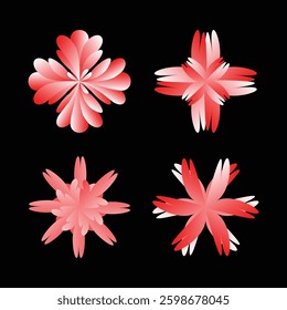 colorful red flower icon set