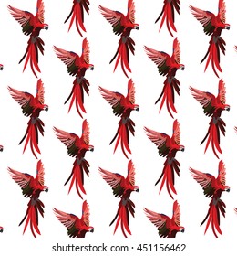Colorful Red flying parrot Vector pattern background
