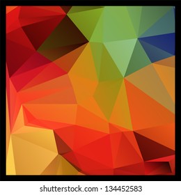 Colorful red and green polygon abstract background, vector