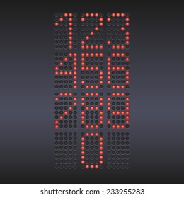 Colorful red LED display against dark background with numbers.